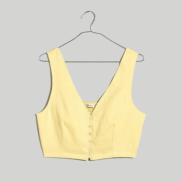 NWOT Madewell Linen Gwen Crop Vest Top Size 10 - Picture 1 of 6